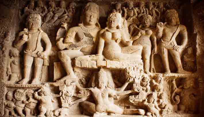 sculpture inside ellora caves temple